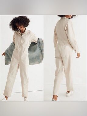 Madewell Light pink Zip-Front Utility Jumpsuit size XL long sleeve casual Gorp